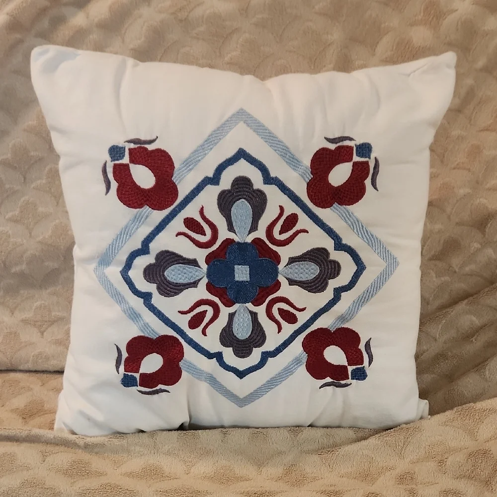 Embroidered Boho Czech Accent/ Decorative Pillow